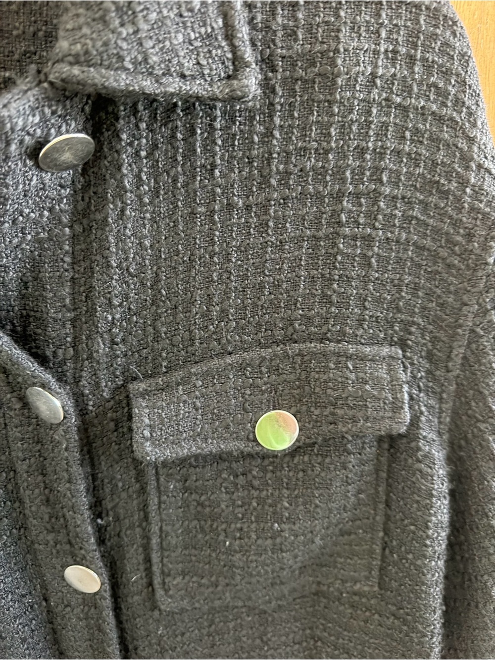 ZARA Black Textured Button-Front Shacket - Picture 3 of 4